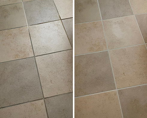 Floor Before and After a Tile Cleaning in Odenton, MD