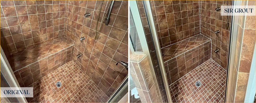 Shower Before and After a Superb Grout Sealing in Annapolis, MD