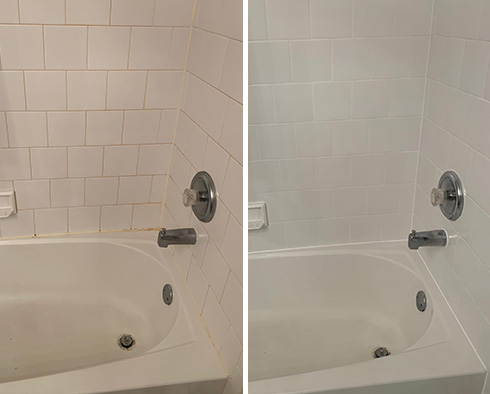 Shower Before and After Our Caulking Services in Millersville, MD