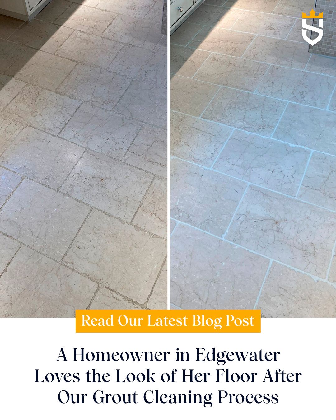 A Homeowner in Edgewater Loves the Look of Her Floor After Our Grout Cleaning Process